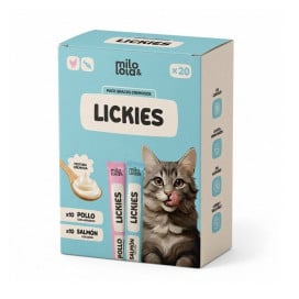 Pack Mixto Lickies Milo y Lola Pollo y Salmón (10+10) Packs para gatos Patitas&co