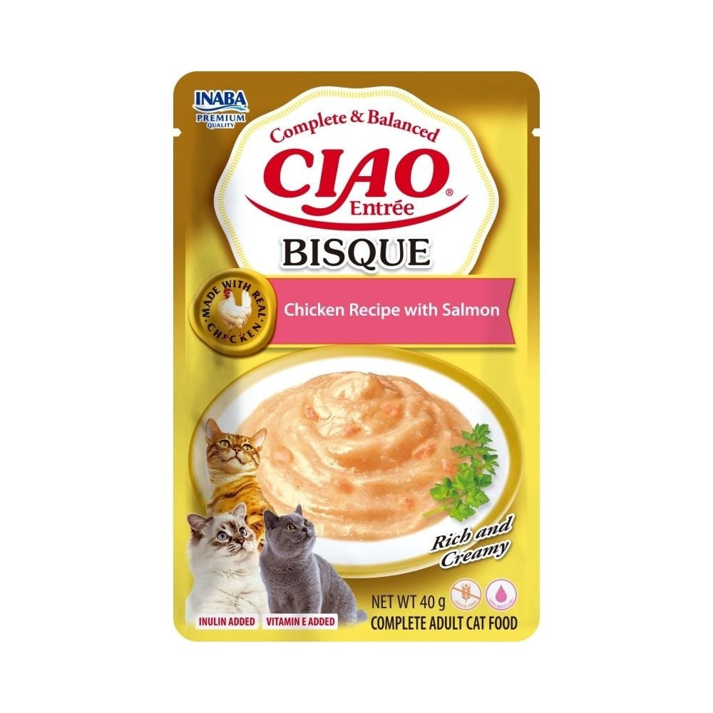 Ciao Entrée Bisque Sobre de Pollo con Salmón para Gato Comida húmeda para gatos Patitas&co