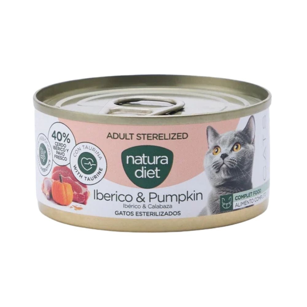 Natura Diet Paté de Cerdo Ibérico y Calabaza para Gato Esterilizado Patitas&co Patitas&co