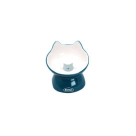 Bubimex Comedero Inclinado Azul para Gato Comederos para Gatos Patitas&co