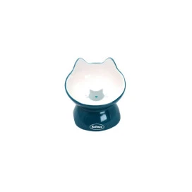 Bubimex Comedero Inclinado Azul para Gato Comederos para Gatos Patitas&co