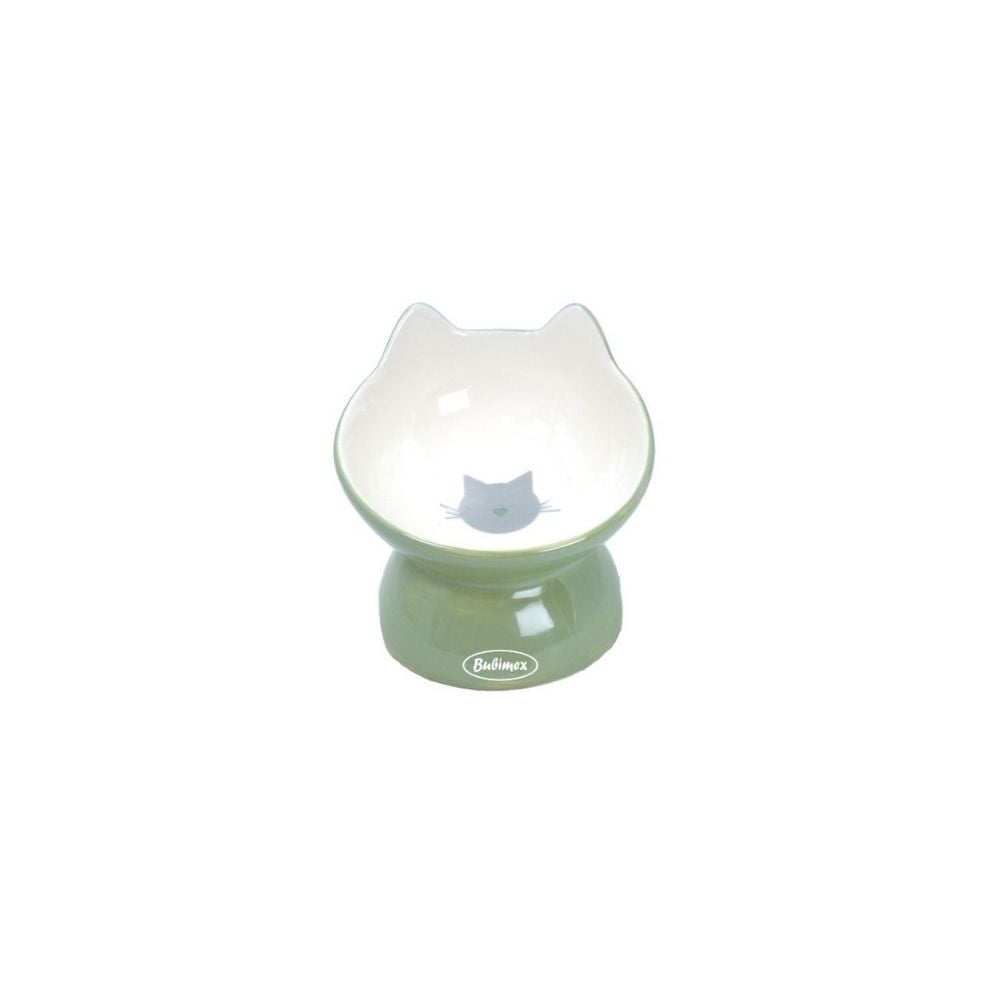 Bubimex Comedero Inclinado Verde para Gato Comederos para Gatos Patitas&co