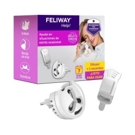 Feliway Help Difusor + Recambio Feromonas y Relajantes para Gatos Patitas&co