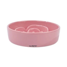 M-Pets Comedero Antivoracidad de Cerámica Rosa Comederos y Bebederos para perros Patitas&co