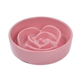 M-Pets Comedero Antivoracidad de Cerámica Rosa Comederos y Bebederos para perros Patitas&co