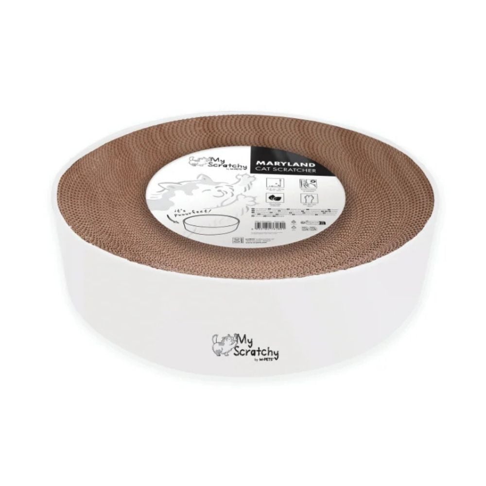 M-Pets Rascador Redondo de Cartón Blanco para Gato Patitas&co Patitas&co