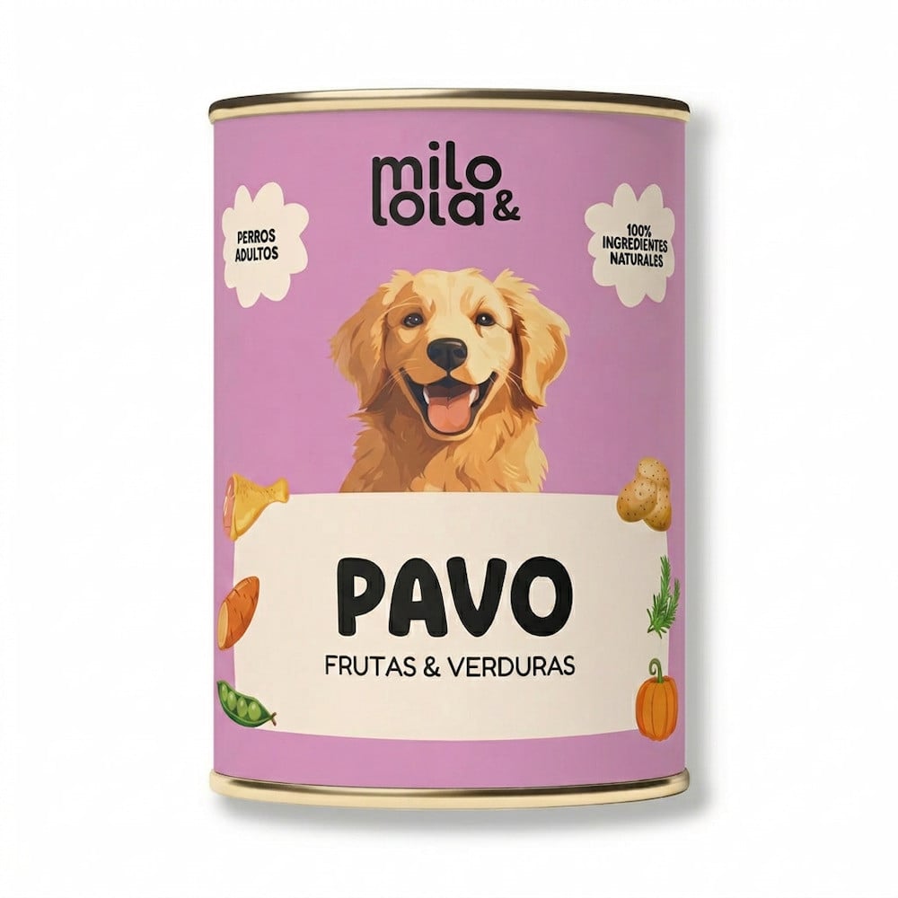 Milo y Lola Pavo (Alimentación Natural Completa) Perro Comida húmeda para Perros Patitas&co