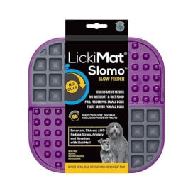 Comedero Antivoracidad LickiMat Slomo Lila Comederos y Bebederos para perros Patitas&co