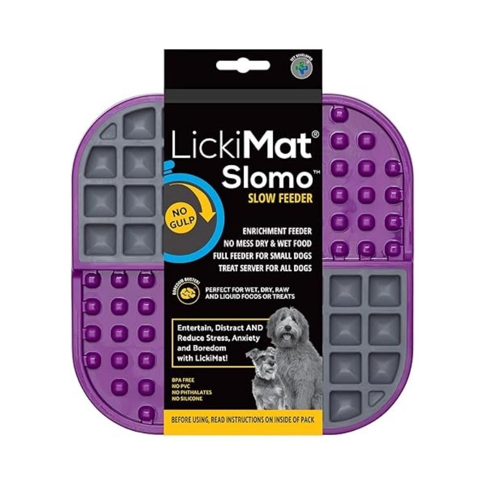 Comedero Antivoracidad LickiMat Slomo Lila Comederos y Bebederos para perros Patitas&co