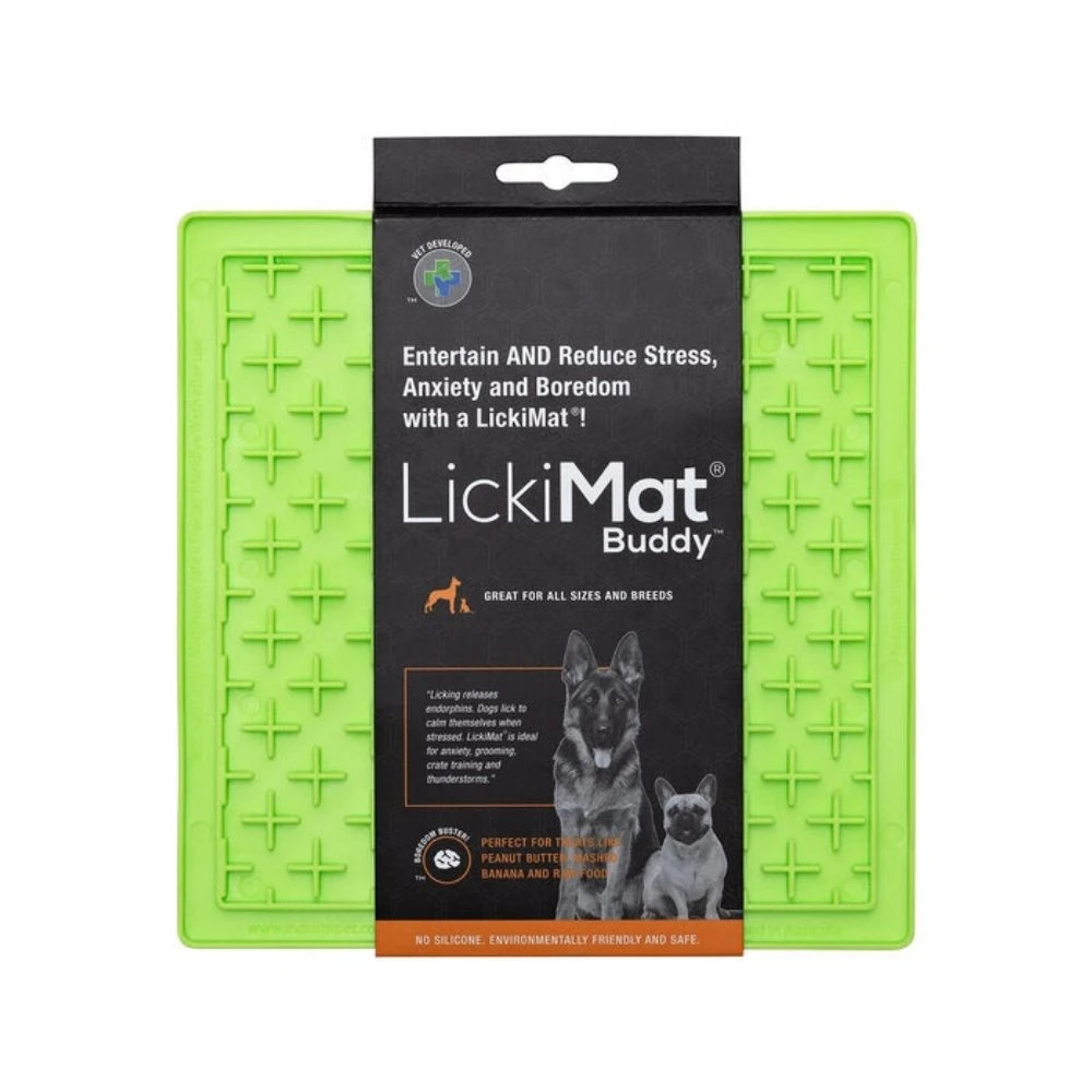 Comedero Antivoracidad LickiMat Classic Buddy Verde Comederos para perros Patitas&co
