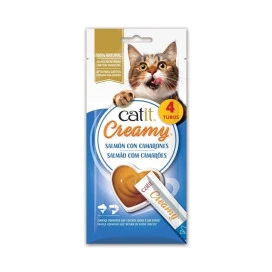 Catit Creamy Snacks Cremosos de Salmón y Gambas (4 uds x 10g) para Gatos Snacks para Gatos Patitas&co