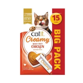 Catit Creamy Snacks Cremosos de Pollo (15 uds x 10g) para Gatos Snacks para Gatos Patitas&co