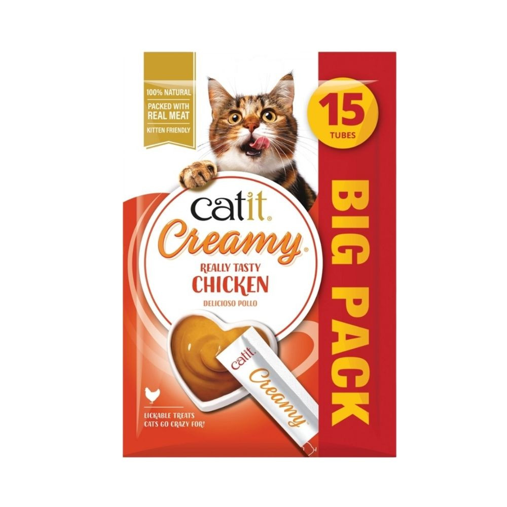 Catit Creamy Snacks Cremosos de Pollo (15 uds x 10g) para Gatos Snacks para Gatos Patitas&co