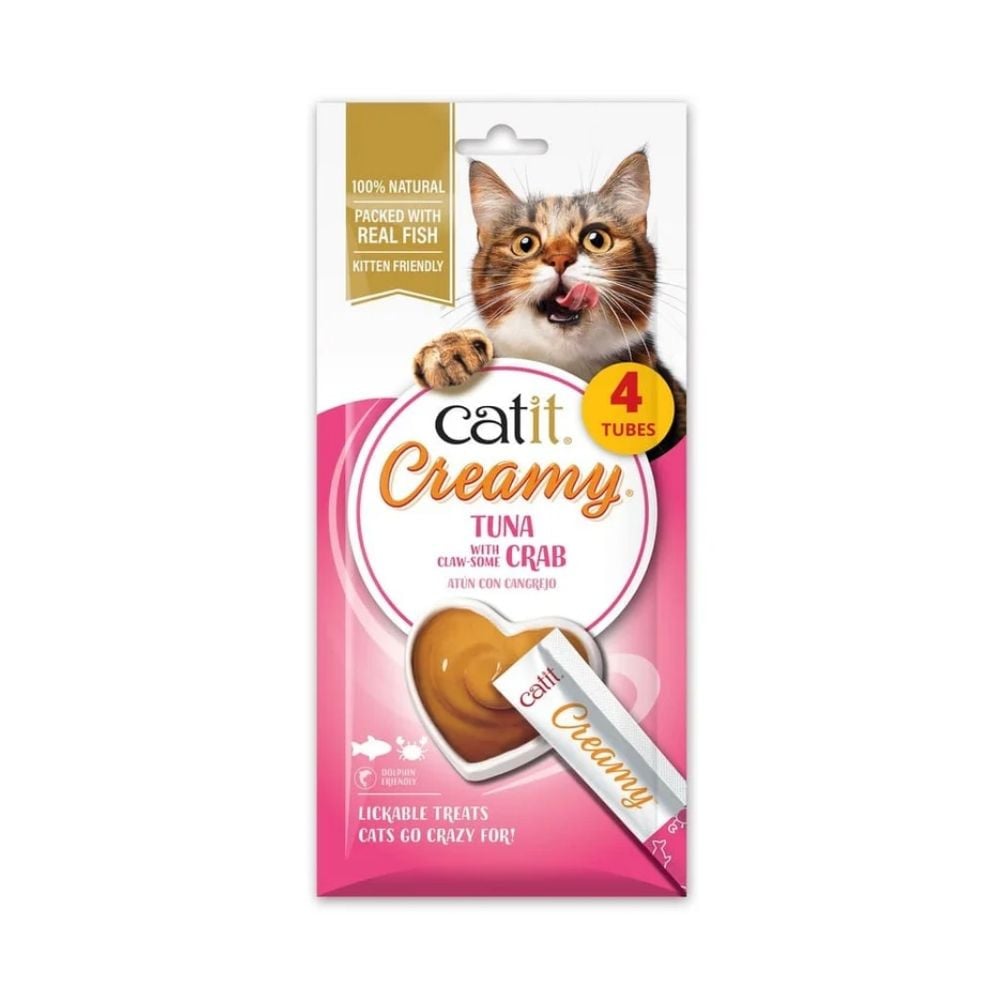 Catit Creamy Snacks Cremosos de Atún y Cangrejo (4 uds x 10g) para Gatos Patitas&co Patitas&co
