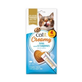 Catit Creamy Snacks Cremosos de Atún y Sardina (4 uds x 10g) para Gatos Snacks para Gatos Patitas&co
