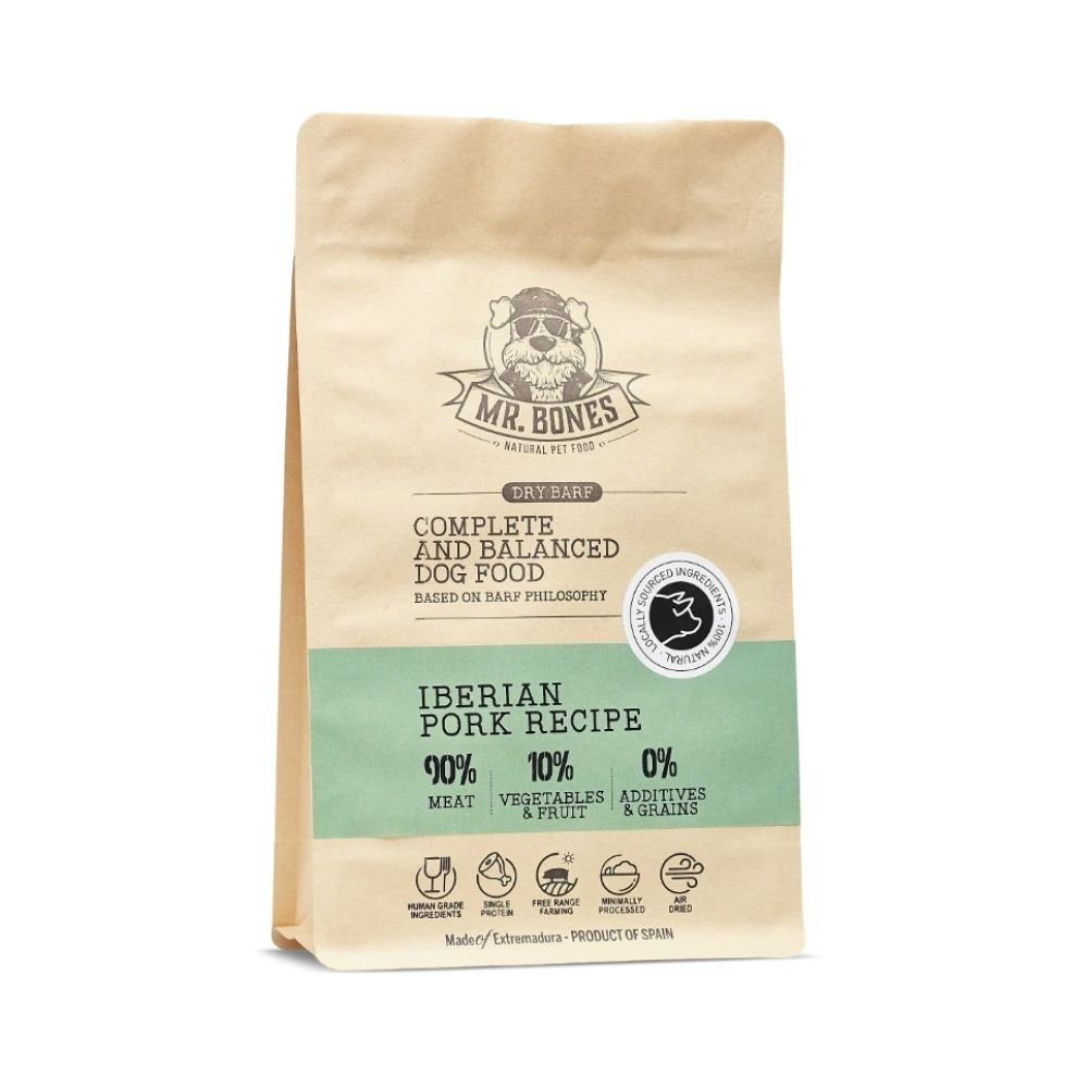 Mr. Bones Dieta BARF Deshidratada Cerdo Ibérico para Perro Comida Deshidratada para Perro Patitas&co