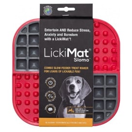 Comedero Antivoracidad LickiMat Slomo Roja Comederos para perros Patitas&co