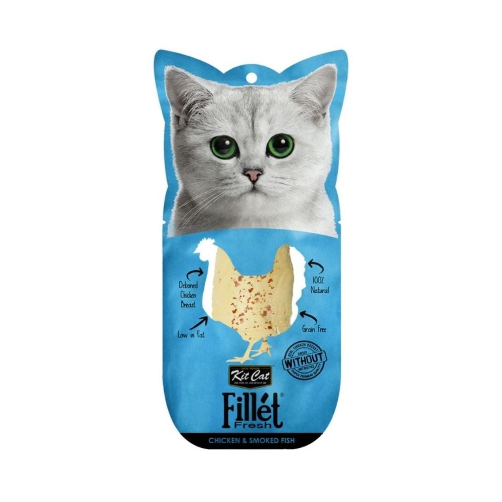 Kit Cat Filete de Pollo y Pescado Ahumado para Gato Snacks para Gatos Patitas&co