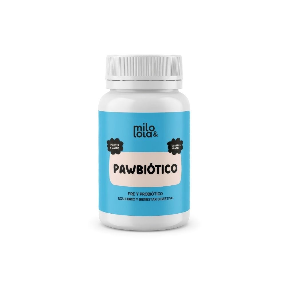Milo y Lola Pawbiótico Natural Bote Probióticos y Prebióticos para Perros Patitas&co