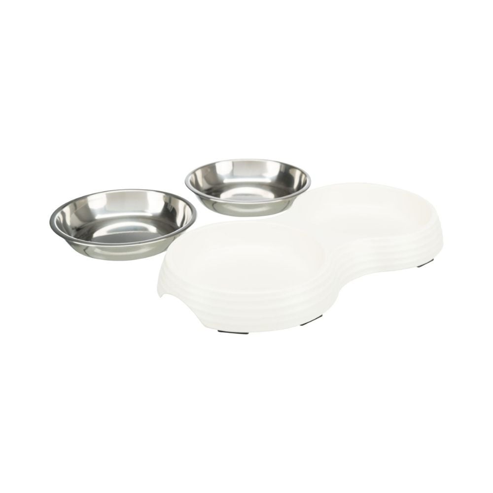 Trixie Set Comedero Doble con Soporte Comederos para perros Patitas&co