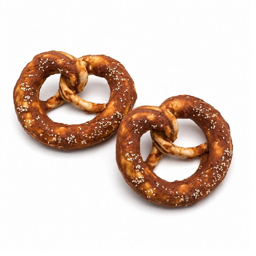 Mordedores Naturales Pretzels de Pato 15 cm (2 uds) Caldos y Toppers para Perros Patitas&co