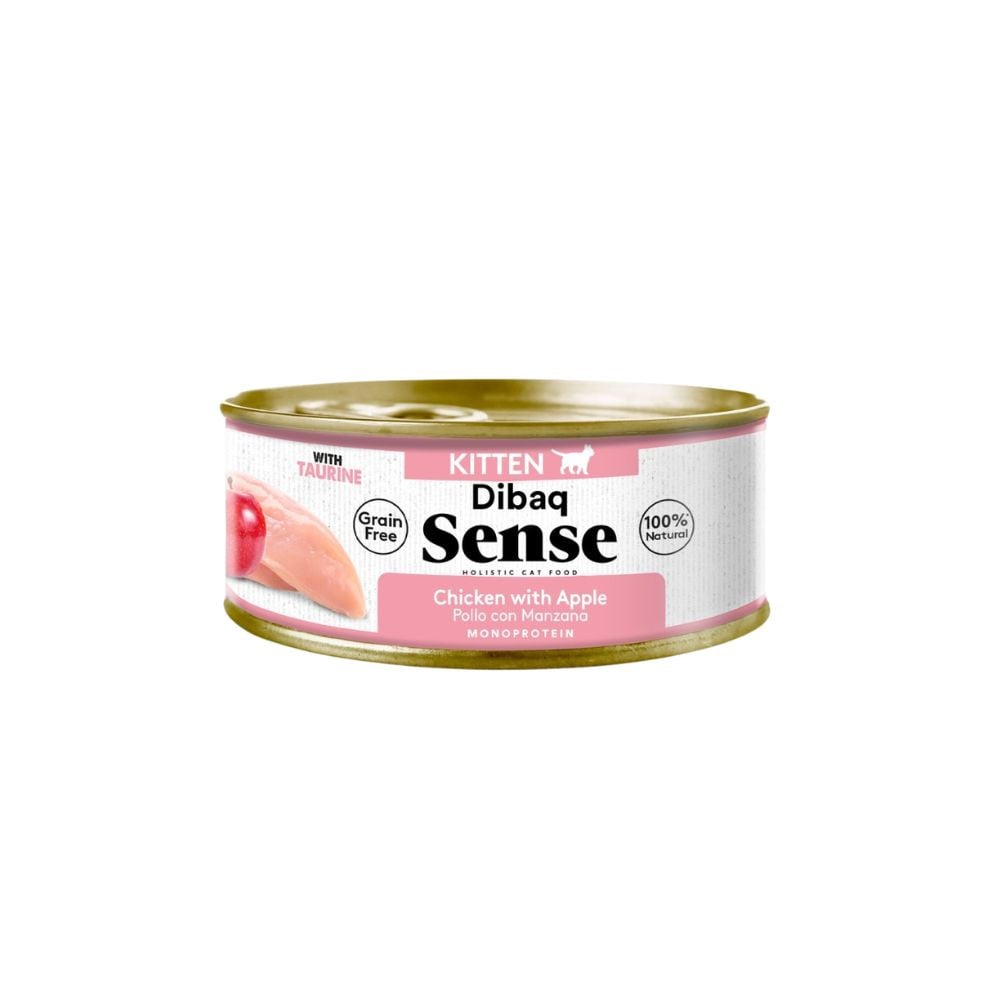 Dibaq Sense Lata de Pollo con Manzana para Gatito Comida húmeda para gatos Patitas&co