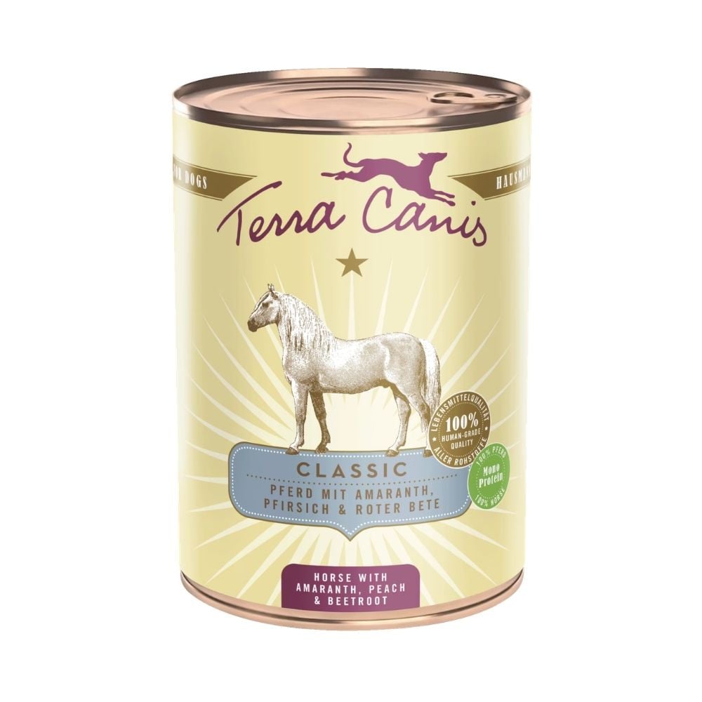 Terra Canis Classic Lata de Caballo con Amaranto para Perro Comida húmeda para Perros Patitas&co