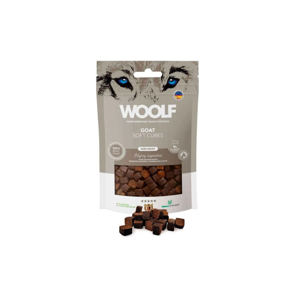Woolf Cubitos de Cabra Semihumedos 100g Snacks Saludables para Perros Patitas&co