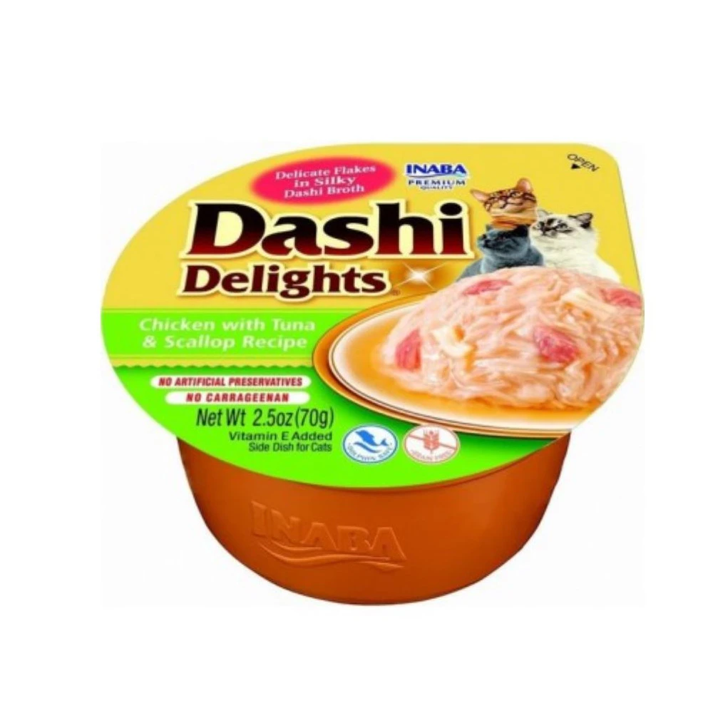 Inaba Dashi Pollo, Atun y Vieiras Gatos Comida húmeda Patitas&co