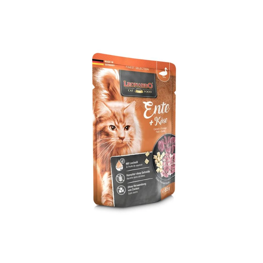 Leonardo Comida Humeda Pato con Queso Gato Comida húmeda para gatos Patitas&co