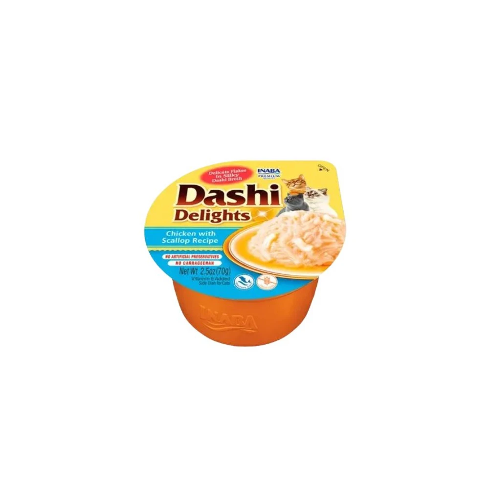 Inaba Dashi Pollo con Vieira Gatos Comida húmeda para gatos Patitas&co