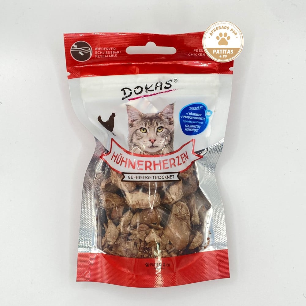Dokas Cuori Di Pollo Liofilizzati Per Gatti – Snack Monoproteico Da 15 G, Senza Glutine