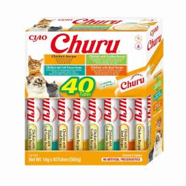 Churu Ciao Pack Snacks 40 tubos de pollo 4 variedades Gato
