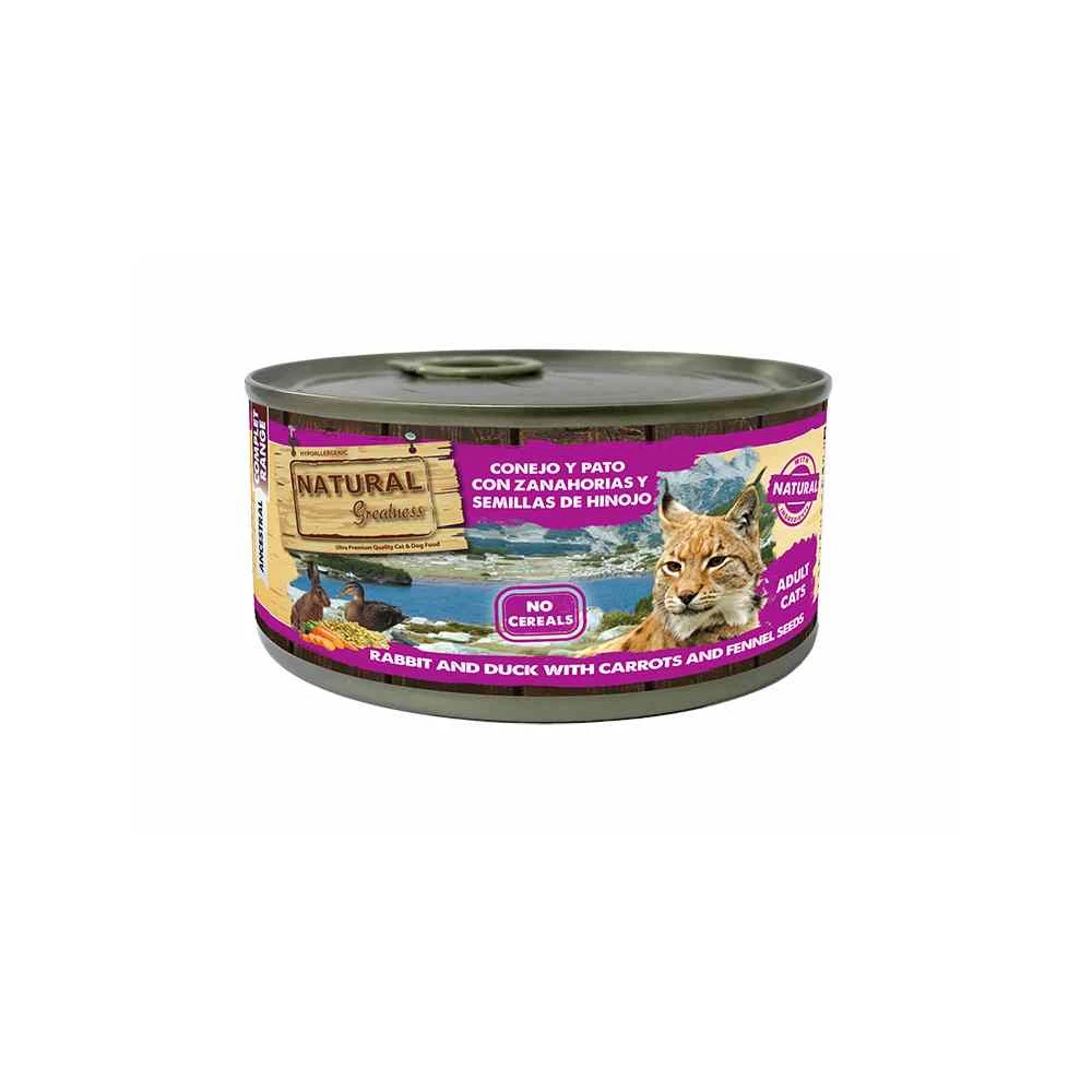 Natural Greatness Lata Conejo y Pato 185g Gato Comida húmeda para gatos Patitas&co