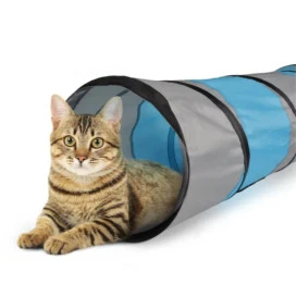 Tunel para Gatos Flamingo Gris y Azul Juguetes para gatos Patitas&co