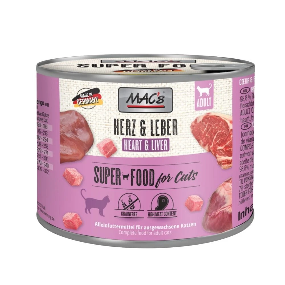 MAC´s Lata Vacuno con Corazon e Higado Comida Humeda Gato