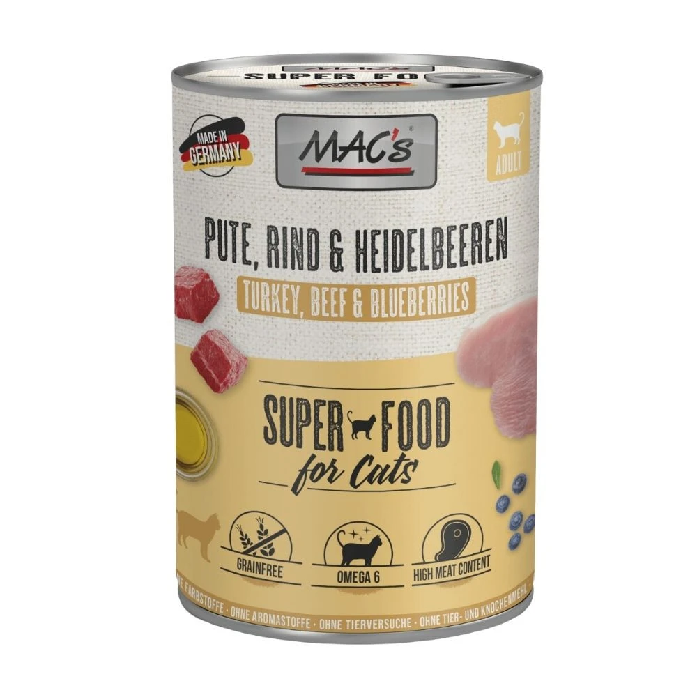 MAC´s Lata Pavo, Vacuno y Arandanos Comida Humeda Gato Comida húmeda para gatos Patitas&co
