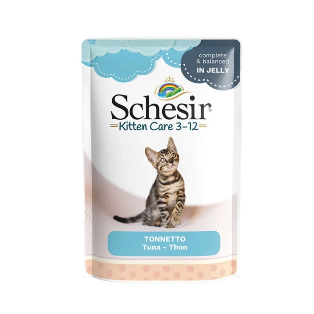 Schesir Sobre Kitten Atun en Gelatina para Gatito Comida húmeda para gatos Patitas&co