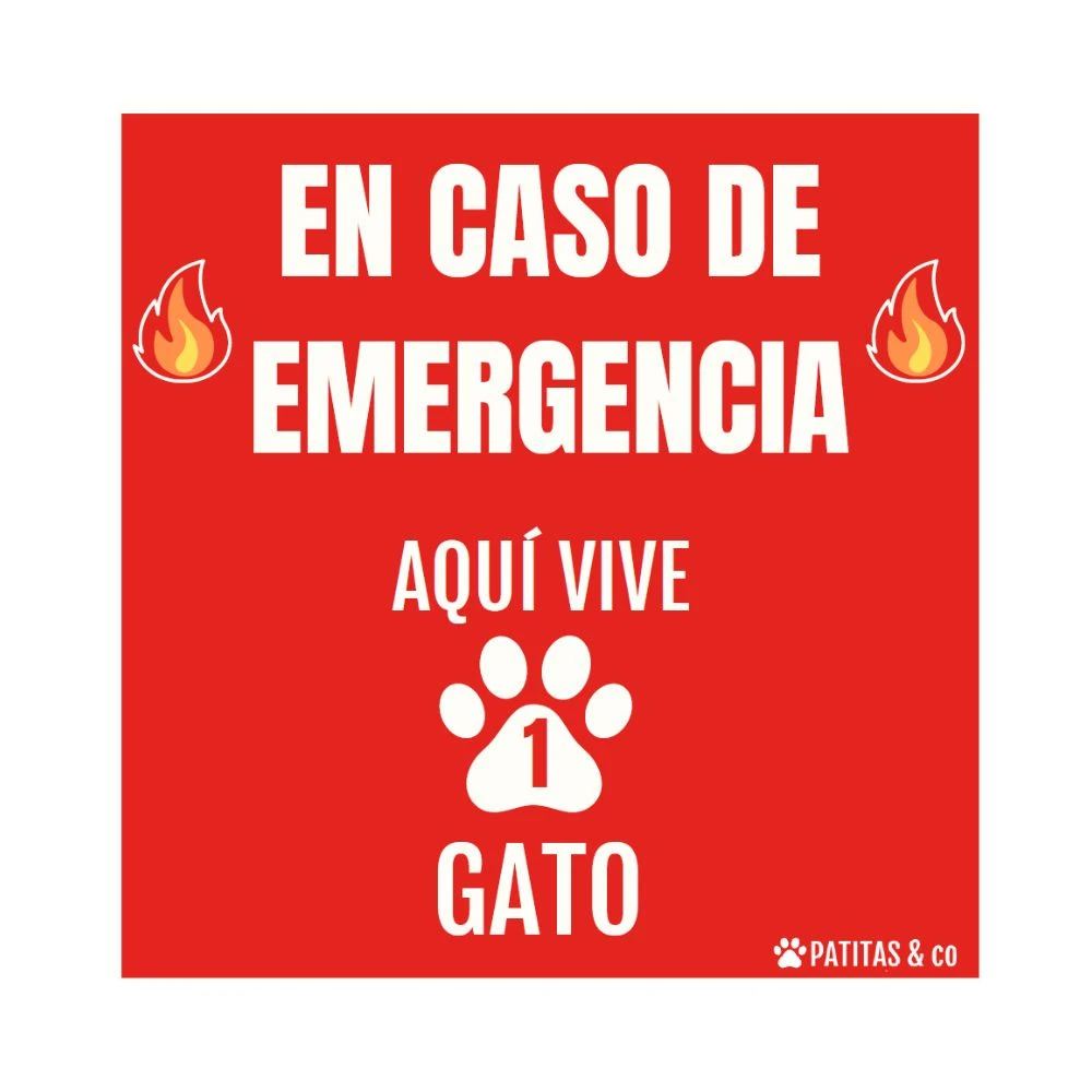 Pegatina de Emergencia - Aqui Viven Gatos Patitas&co Patitas&co