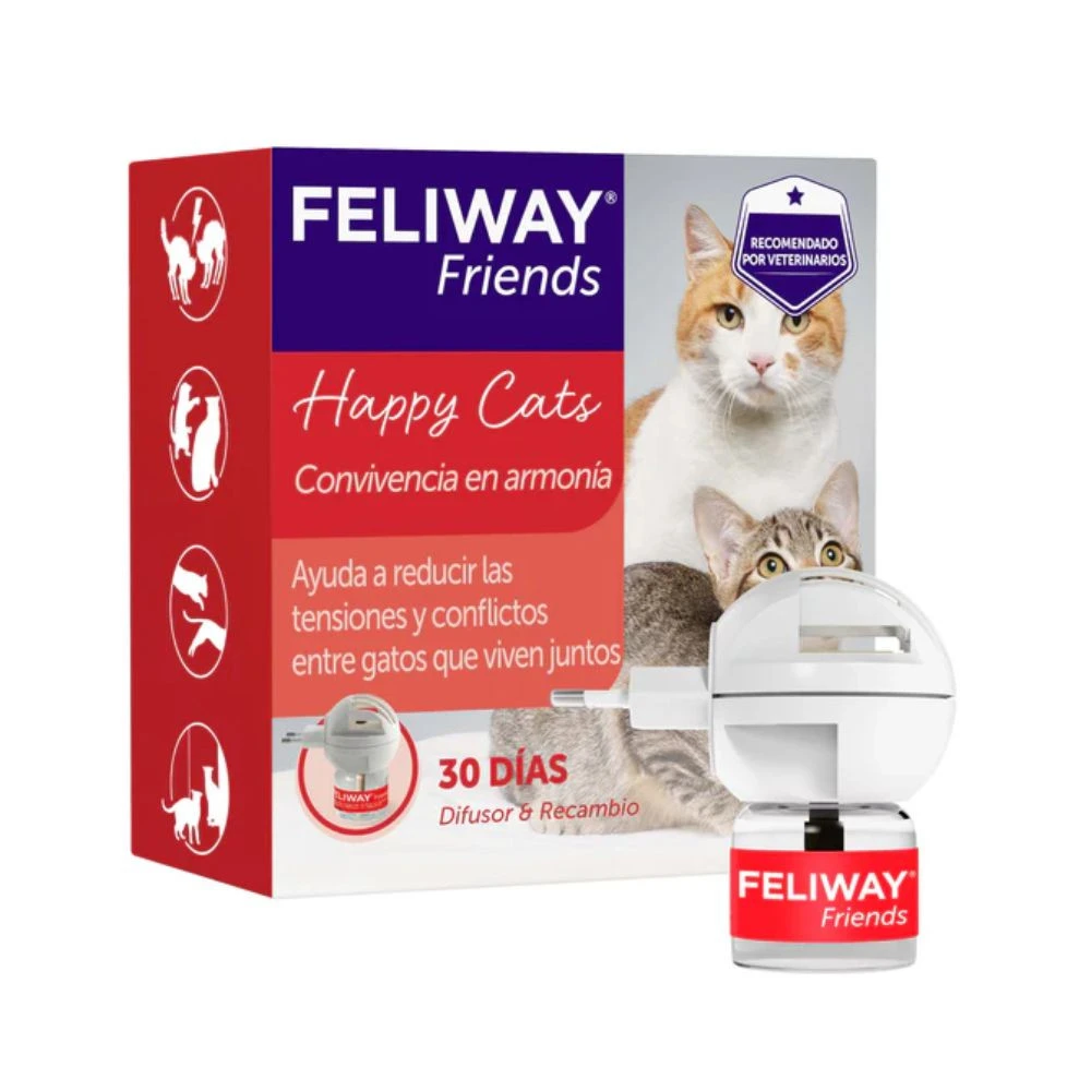 Feliway Friends Difusor + Recambio 48ml 1 Mes Feromonas para Gatos Patitas&co