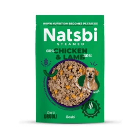 Natsbi Steamed Pollo y Cordero Natural Comida Cocinada Perro Patitas&co Patitas&co