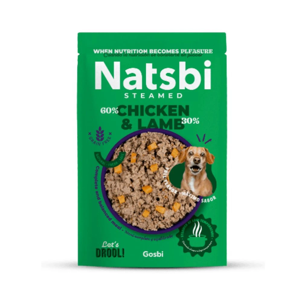 Natsbi Steamed Pollo y Cordero Natural Comida Cocinada Perro Patitas&co Patitas&co