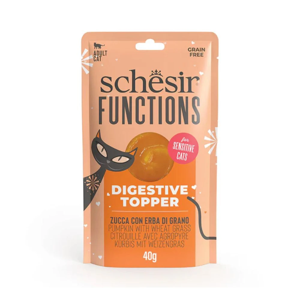 Schesir Functions Calabaza con Hierba de Trigo en Pure Gatos 40g Comida húmeda para gatos Patitas&co