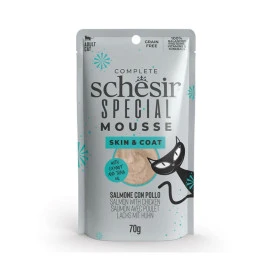 Schesir Mousse Skin & Coat Salmon y Pollo 70g Comida húmeda para gatos Patitas&co