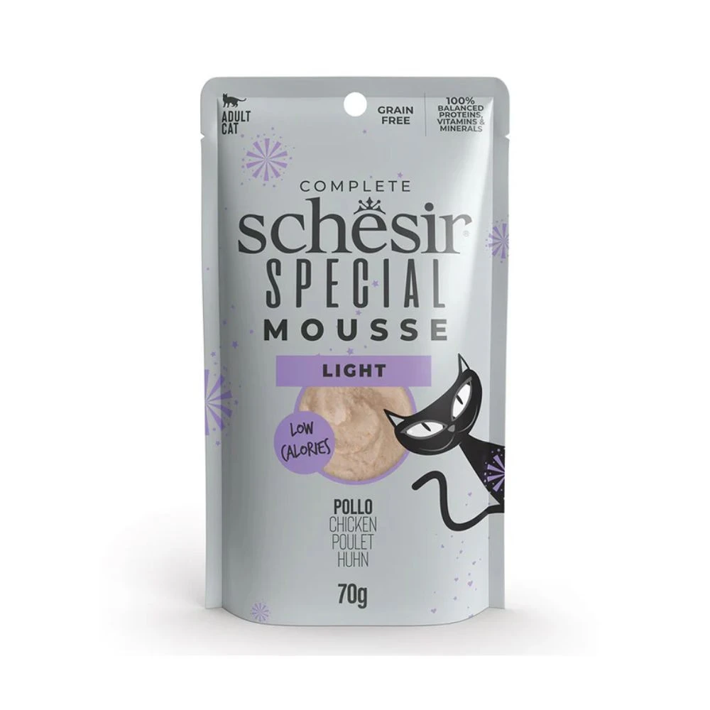 Schesir Mousse Light Pollo para Gatos 70g Comida húmeda para gatos Patitas&co