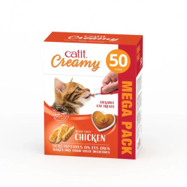 Catit Creamy Snacks Cremosos de Pollo Bote 50 Tubos para Gato Snacks para Gatos Patitas&co