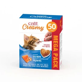 Catit Creamy Snacks Cremosos de Salmón y Gambas (50 uds x 10g) para Gatos