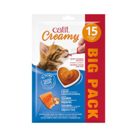 Catit Creamy Snacks Cremosos de Salmón y Gambas 15 Tubos para Gatos Snacks para Gatos Patitas&co