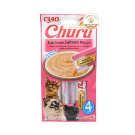 Churu Snack Natural Atun con Salmon (4x14g) Gatos Snacks para Gatos Adultos y Seniors Patitas&co