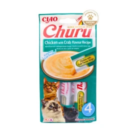 Churu Pollo con cangrejo (4x14g) Snack Natural Gatos Snacks para Gatos Patitas&co